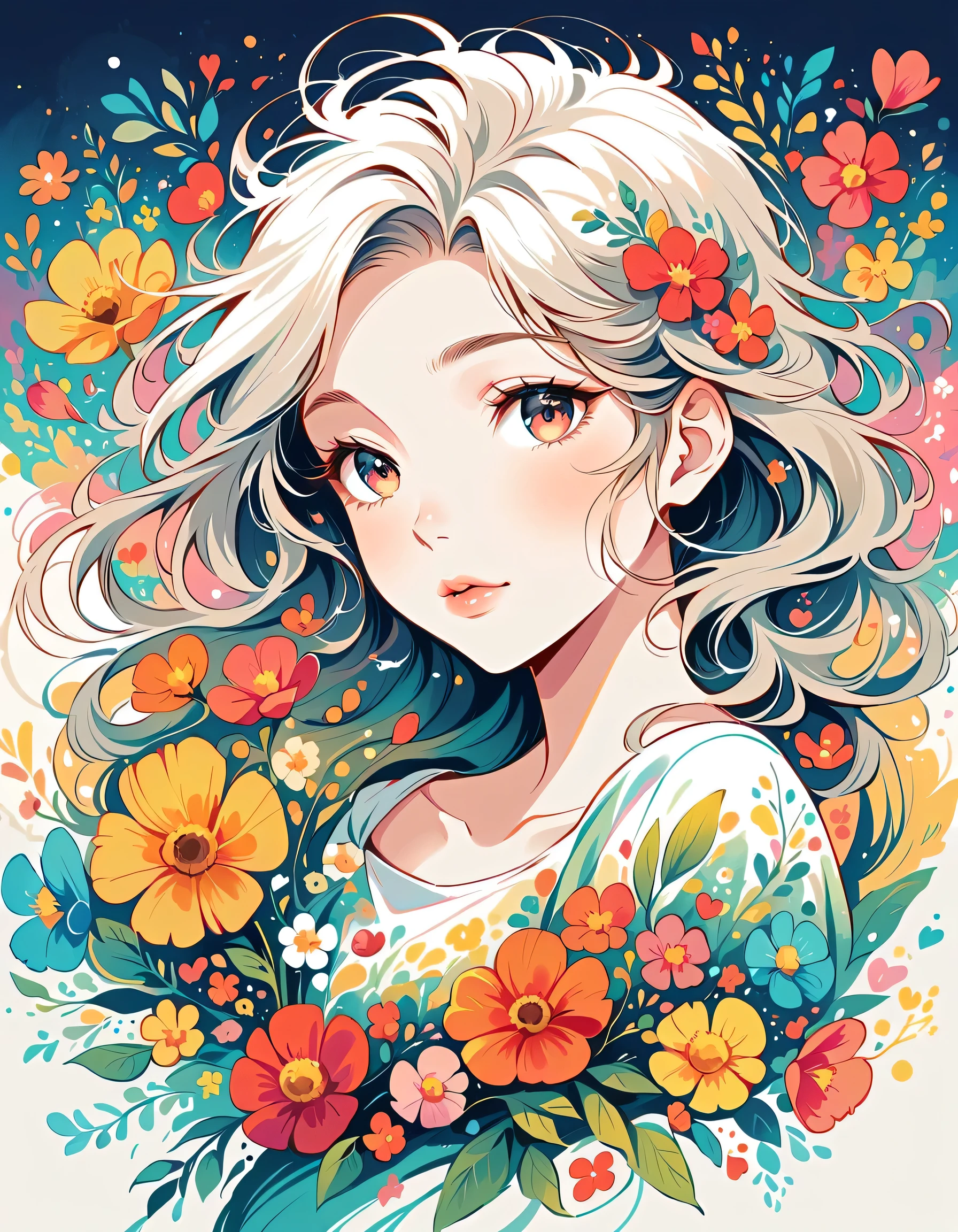 Black Star Red and White Style、The most beautiful girl of all time、Lips in Love、Colorful flowers、Simple line initials、Abstract art、Urban Background