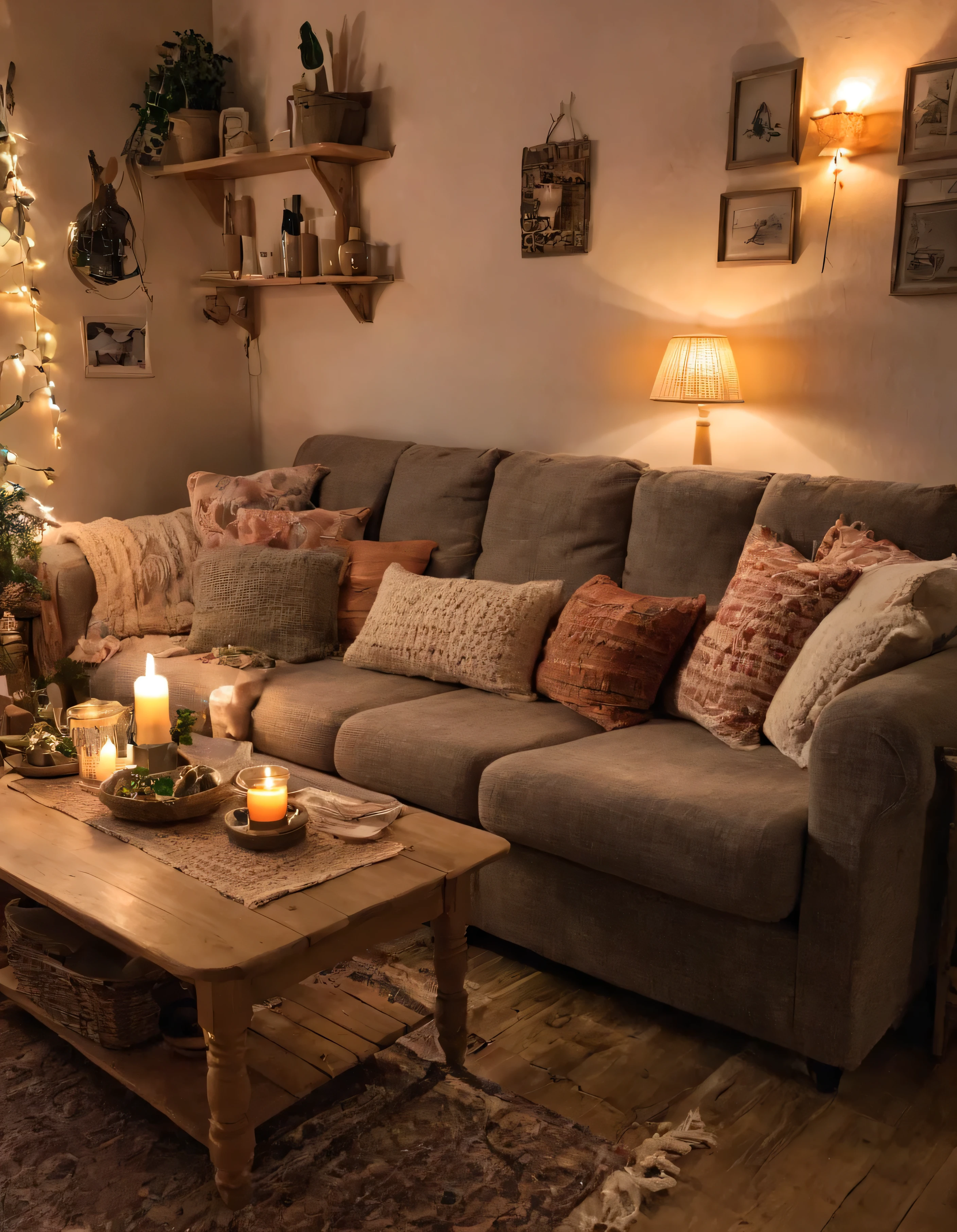 a close up of a living room with a couch and a table, cozy place, cozy and peaceful atmosphere, cozy environment, cosy atmoshpere, cosy vibes, cozy atmospheric, cozy living room, cozy and calm, cozy atmosphere, warm living room, cozy setting, cozy home background, cozy room, cozy living room interior, warm interior, cottagecore hippie