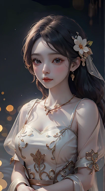 最high quality, masterpiece, High resolution, One girl,chinese wedding dress,hair ornaments,necklace, jewelry,Beautiful Face,On top of that_body, Tyndall effect,Realistic, Dark studio, Rim Light, Two-tone lighting,(Skin with attention to detail:1.2), 8K Ultra HD, Digital SLR, Soft lighting, high quality, Volumetric lighting, Frank, photograph, High resolution, 4K, 8k, Bokeh、high resolution、最高masterpiece、最high resolution、Finest Silk、
