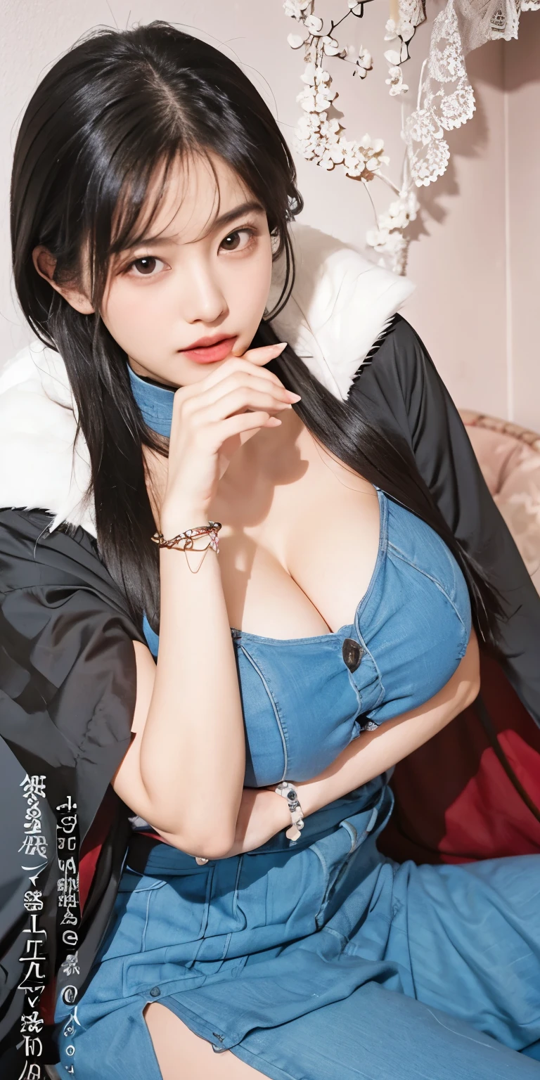 1girl, huge breast, black hair, high quality