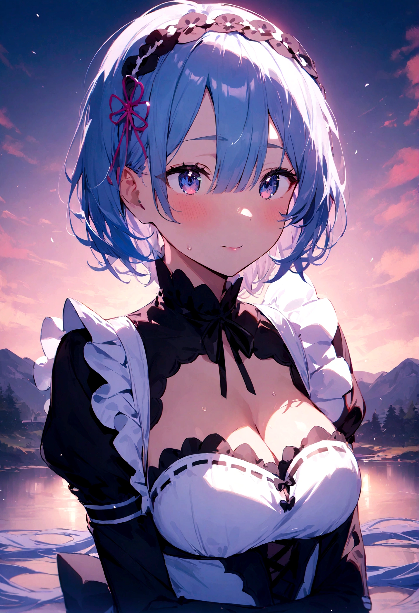 1girl,masterpiece, best quality, very aesthetic, absurdres,
Rem, Re:Zero - Starting Life in Another World - A demon maid with a deep loyalty and affection for the protagonist, Subaru, showcasing immense power and emotional depth.