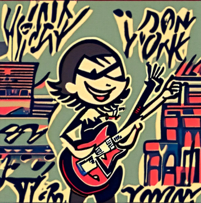 Eleanor holding live event comments on New York City at midnight, Happy and Smile, ATWR, APBN, meme, ._., guitar, electric guitar, singing,