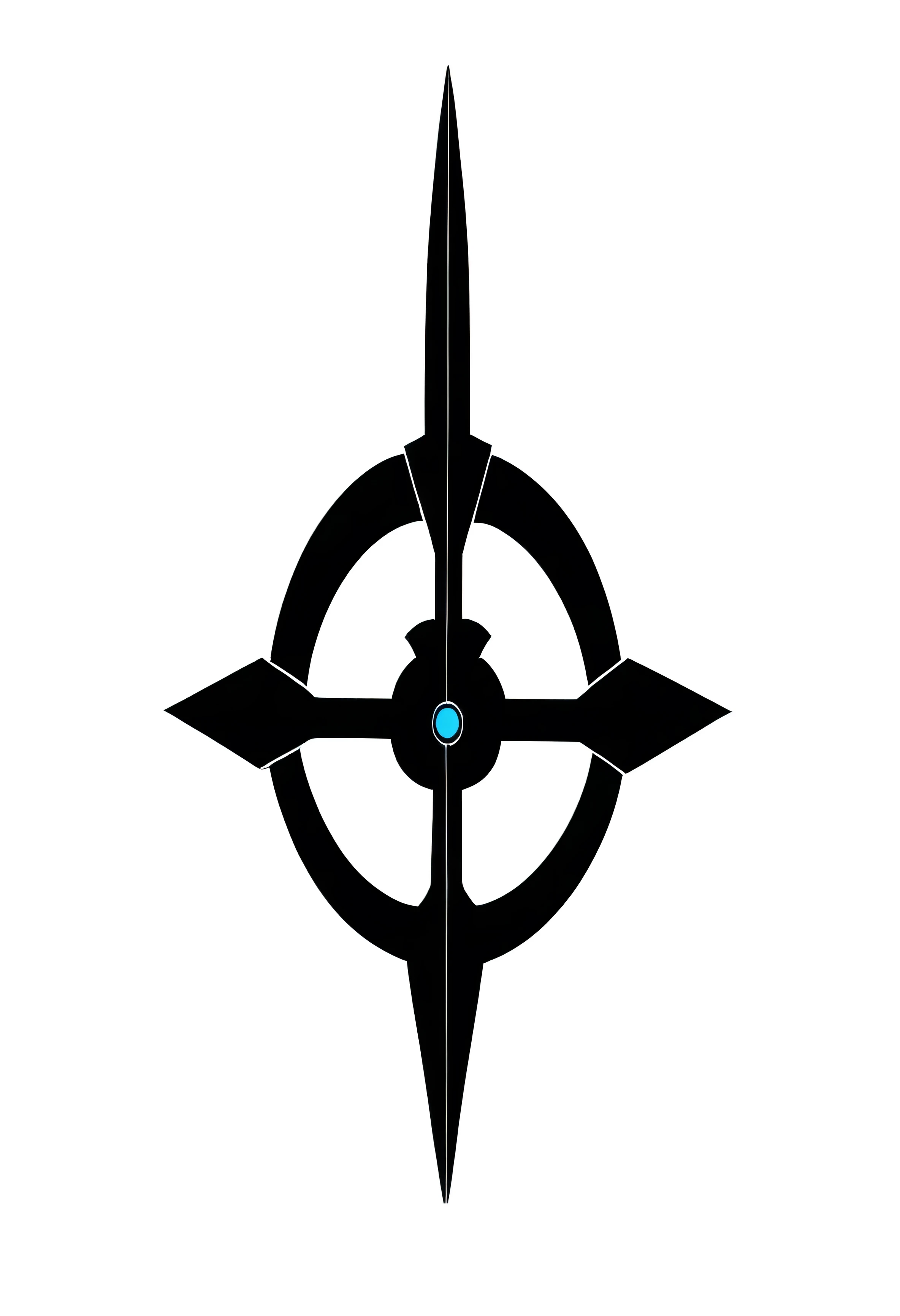 a close up of a black and white picture of a sword, ancient symbol behind it, compass, logo without text, leviathan cross, destiny fanart, Inspired by Kōno Michisei, shurikens, drawn in microsoft paint, unused design, nge, minimalist logo without text, imperial symbol, quest marker, unknown artstyle, fantasy game spell symbol