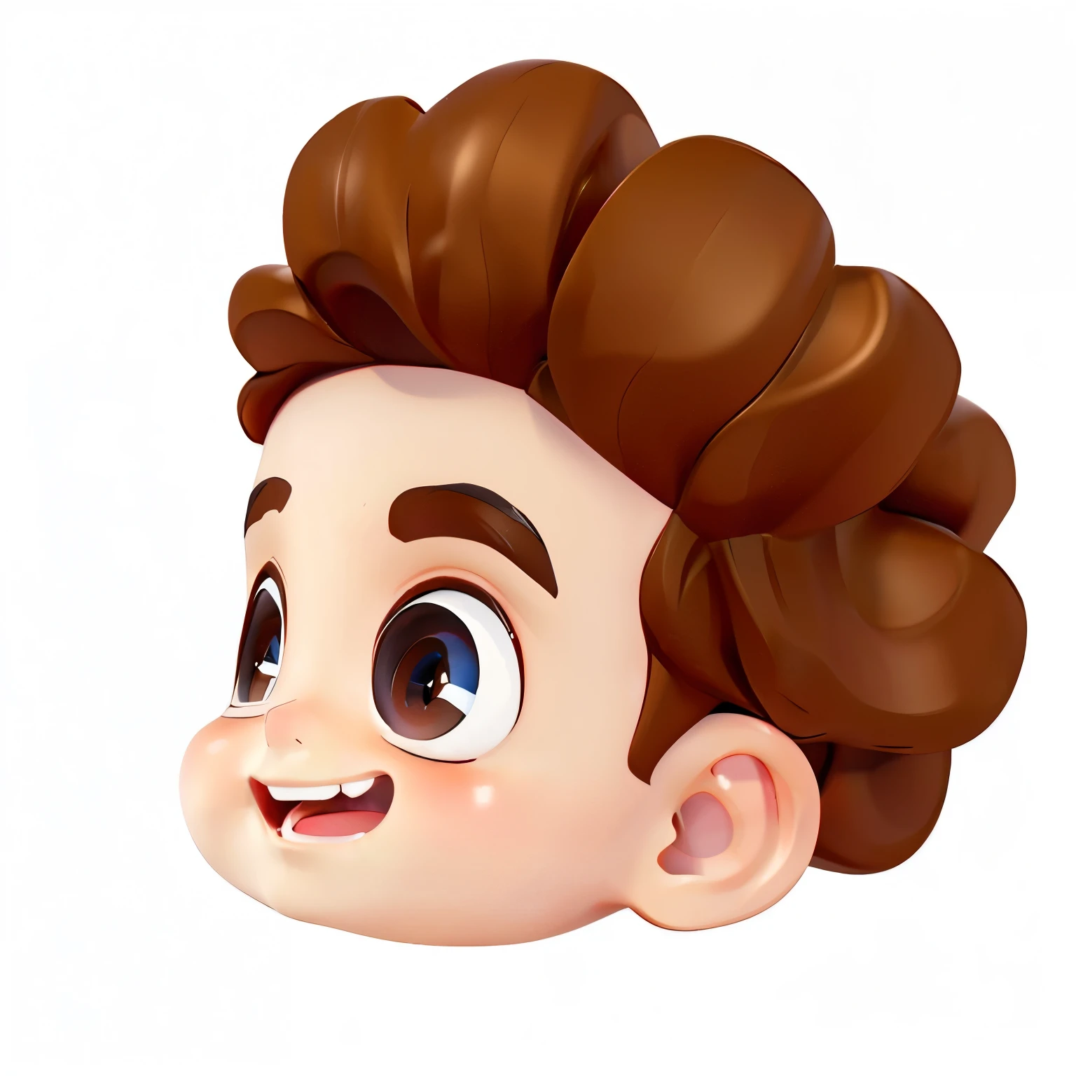 little boy，Brown hair，Bright Eyes，Eye details，Grinning，3D Rendering，Super Detail，HD