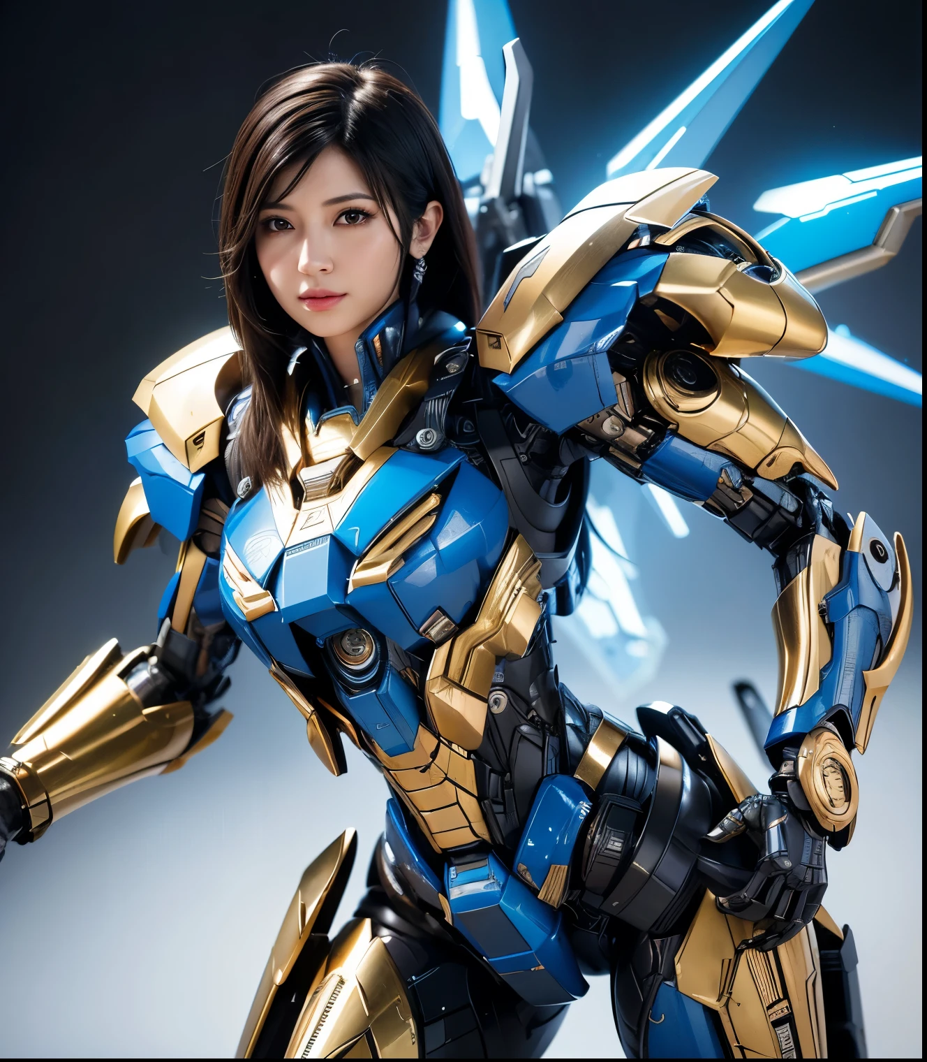 Super detailed, advanced details, high quality, 最high quality, High resolution, 1080p, hard disk,(pharah),(fareeha・amari),beautiful cyborg woman,Mecha cyborg girl,battle mode,Mecha body girl,she is wearing futuristic pharah mecha