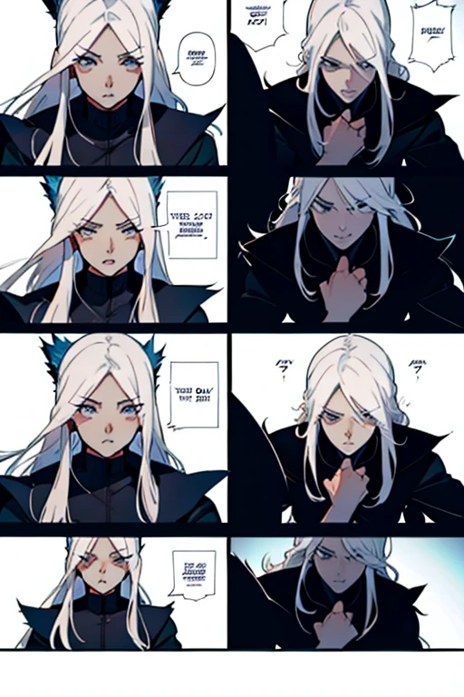 Girl with long white hair punching someone's face during a fight, manga page with panels and dialogue