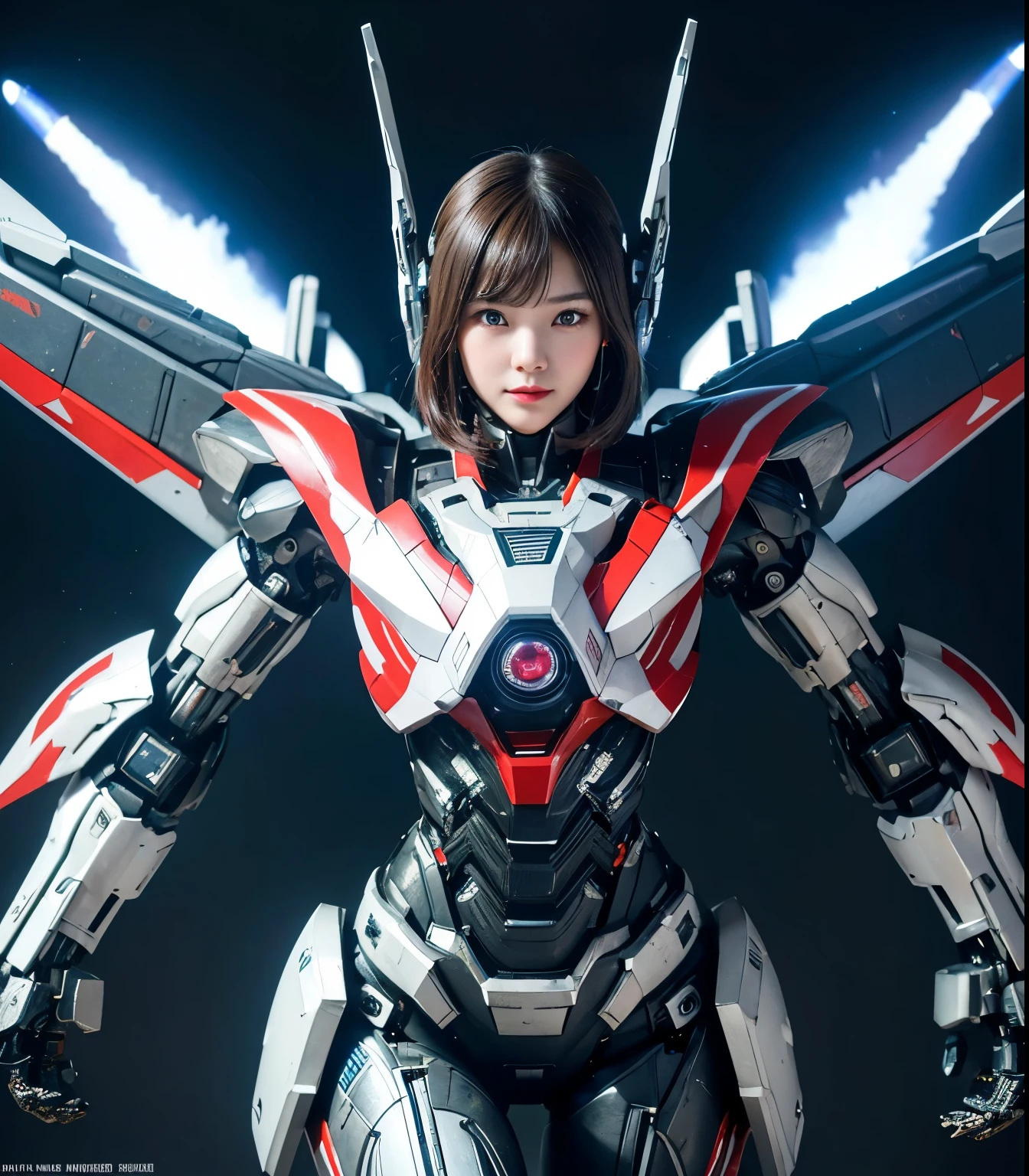 Super detailed, advanced details, high quality, High resolution, 1080p, hard disk, beautiful,(war machine),Armor War,(Rocket Missile)Capture the big picture,beautiful,Mecha cyborg girl,battle mode,Mecha body girl,She is wearing a futuristic war machine weapon mecha