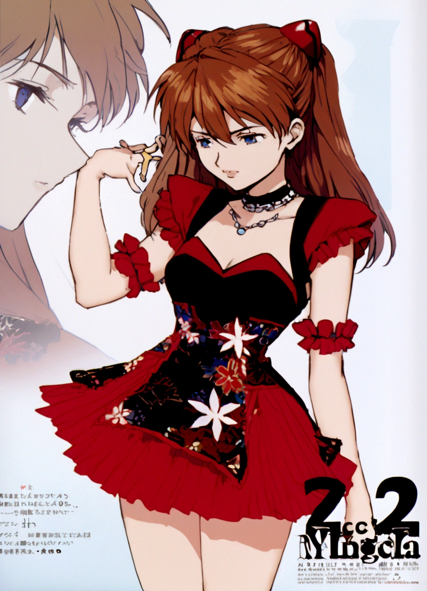 asuka langley soryu, long hair, bangs, blue eyes, brown hair, hair ornament,