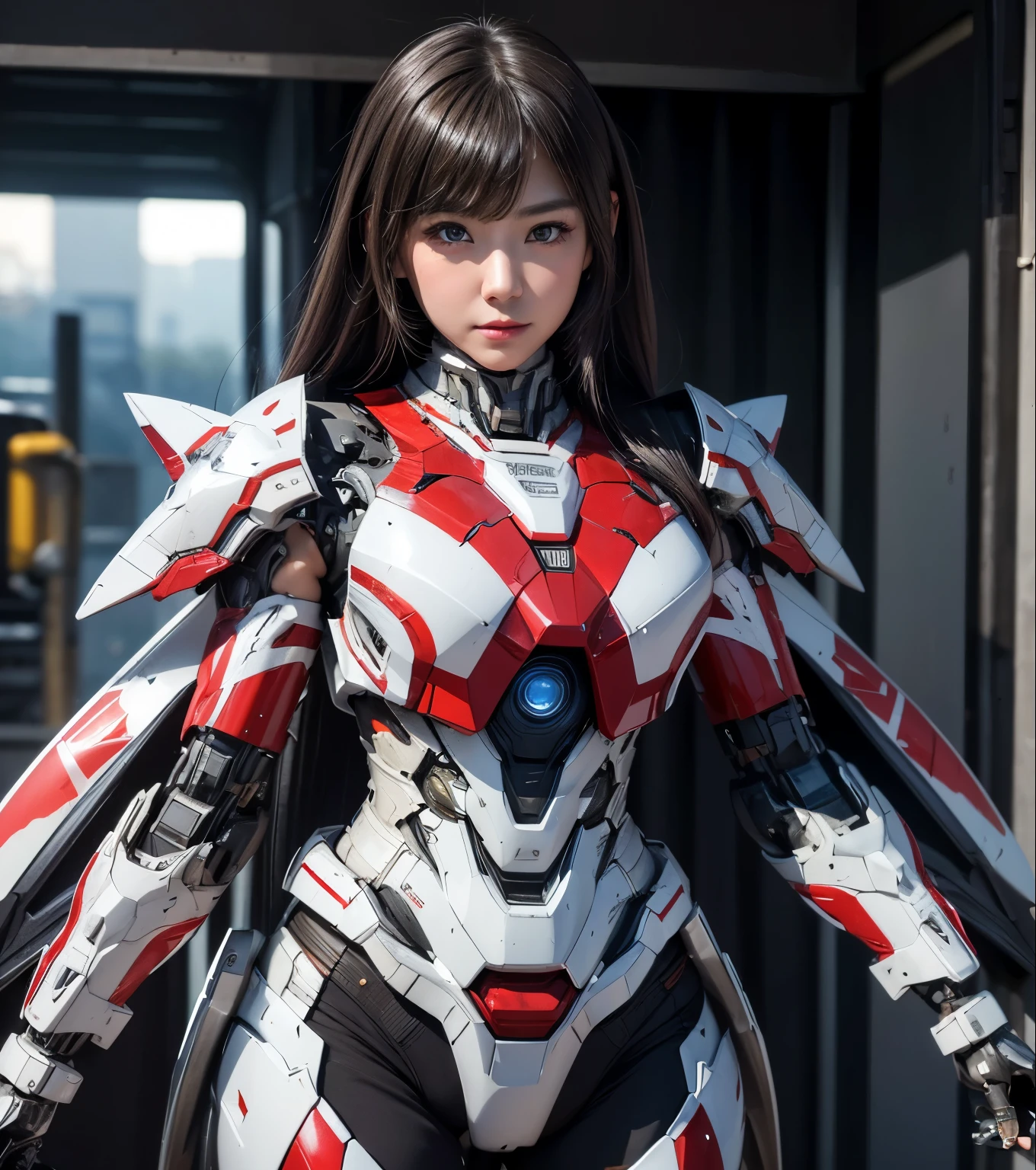  Super detailed, advanced details, high quality,  High resolution, 1080p, hard disk, beautiful,(war machine),Armor War,(Rocket Missile)Capture the big picture,beautiful,Mecha cyborg girl,battle mode,Mecha body girl,She is wearing a futuristic war machine weapon mecha