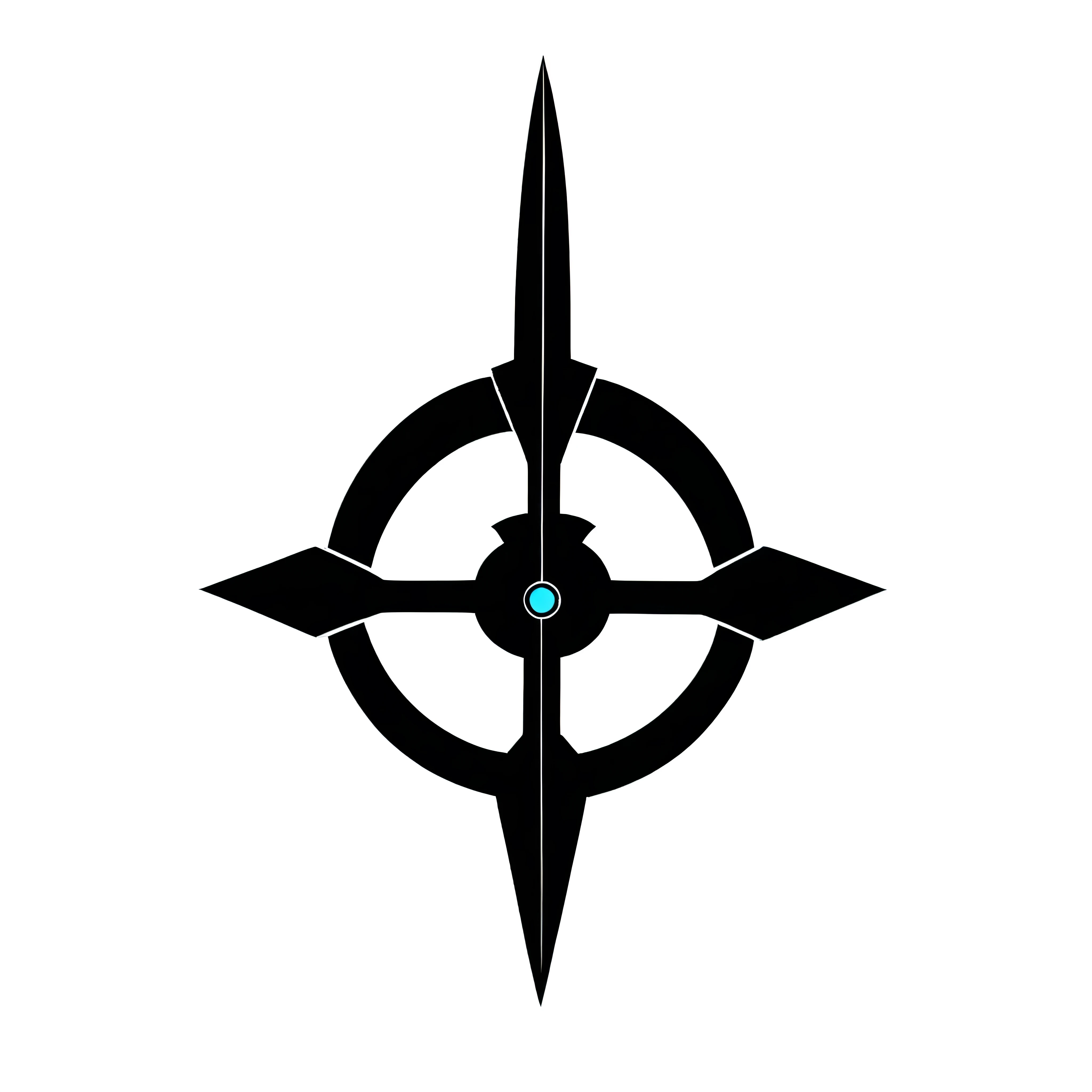 a close up of a black and white picture of a sword, ancient symbol behind it, compass, logo without text, leviathan cross, destiny fanart, Inspired by Kōno Michisei, shurikens, drawn in microsoft paint, unused design, nge, minimalist logo without text, imperial symbol, quest marker, unknown artstyle, fantasy game spell symbol