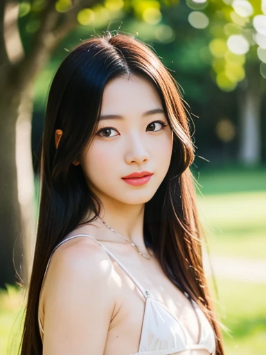 Japanese female 1 person, , Realistic, Exquisite face, alone, Micro Bikini.  (White skin: 1.8, ), The look of temptation, Warm lighting: Sunny day, (RAW Photos:1.2), (Realistic), Full body shot, background:Inside the old castle,  (Hair Color:black, long hair, )