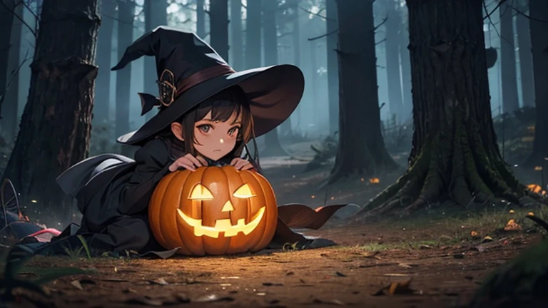Bewitching witch、Black Dress、Fly in the sky with a broom、In the dark forest、Pumpkin face、Jack O'Lantern、Halloween
