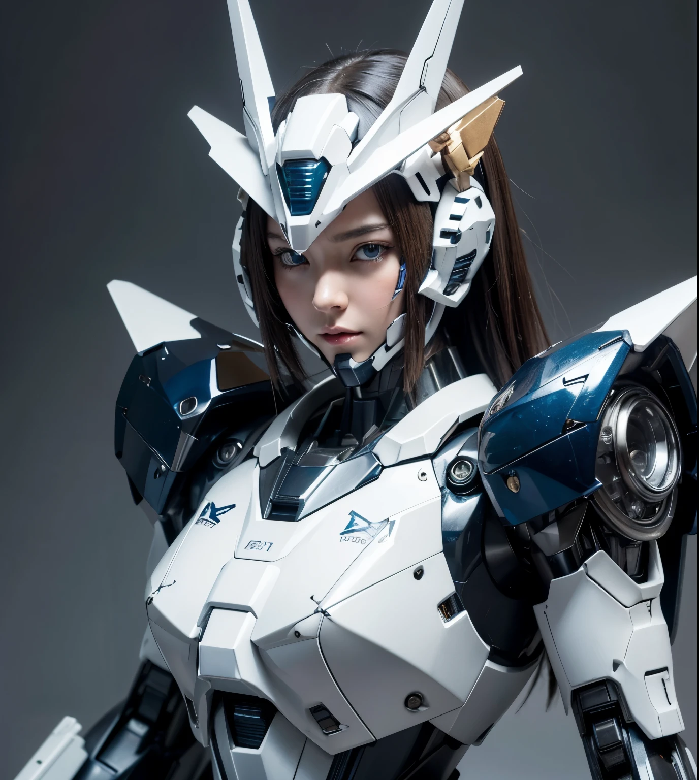 Textured skin, Super Detail, high details, High quality, Best Quality, hight resolution, 1080p, hard disk, Beautiful,(Gundam),beautiful cyborg woman,Mecha Cyborg Girl,Battle Mode,Girl with a Mecha Body,She wears a futuristic Gundam mecha,Fulll body Shot
