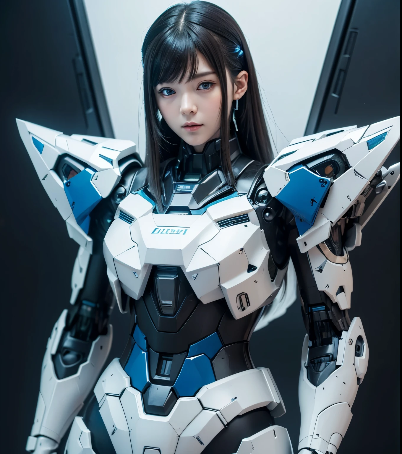 Textured skin, Super Detail, high details, High quality, Best Quality, hight resolution, 1080p, hard disk, Beautiful,(Gundam),beautiful cyborg woman,Mecha Cyborg Girl,Battle Mode,Girl with a Mecha Body,She wears a futuristic Gundam mecha,Fulll body Shot