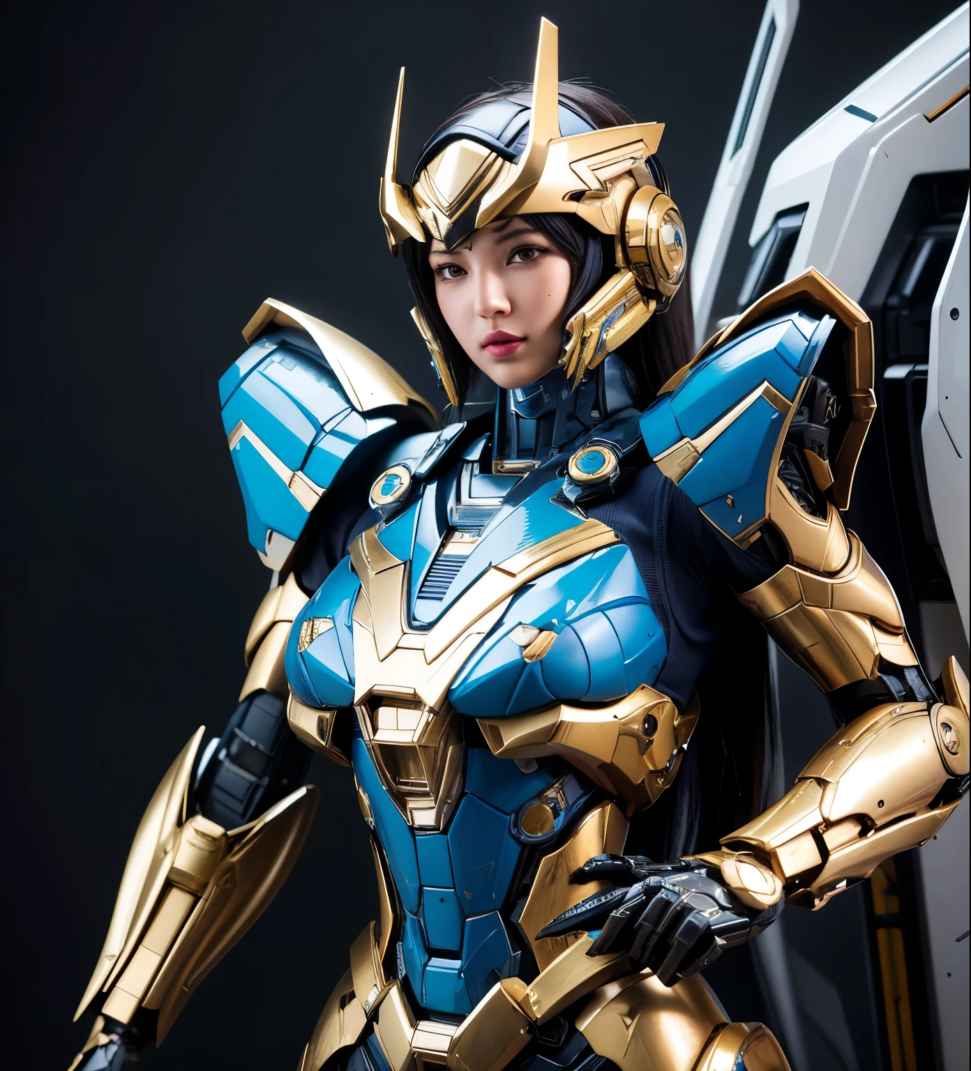 Super detailed, advanced details, high quality, 最high quality, High resolution, 1080p, hard disk,(pharah),(fareeha・amari),beautiful cyborg woman,Mecha cyborg girl,battle mode,Mecha body girl,she is wearing futuristic pharah mecha