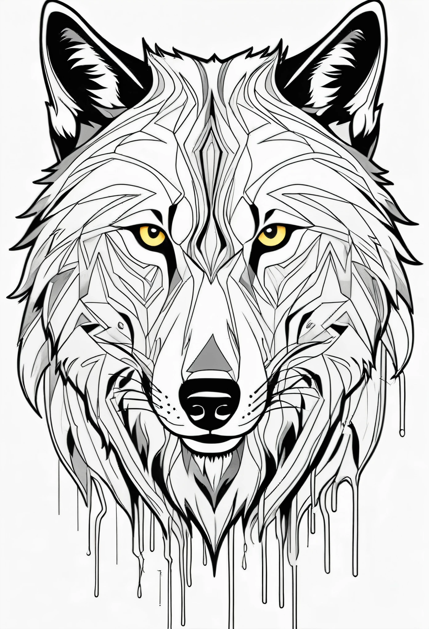 b/w vector illustration line outline of abstract graffiti outline of full body wolves, black and white line drawing, realistic coloring book page, no noise, autline art, isolated on a white background, coloring pages,(((((white background))))), only use outline, cartoon style, realistic coloring book, clean line art, white background