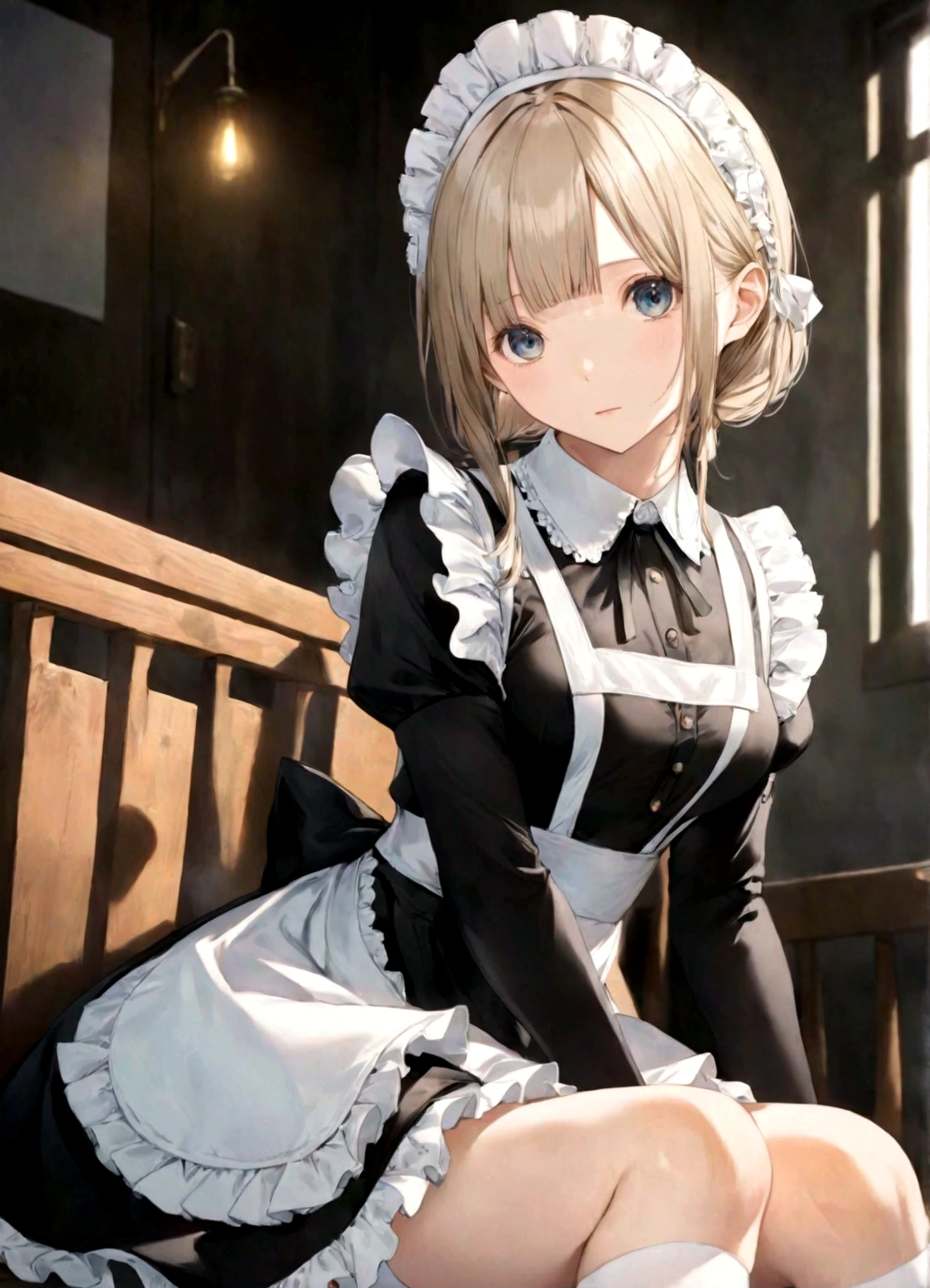 Magazine cover(masterpiece, best quality:1.2),Maid，（（（The eyes are delicate）））Work（（Maid衣服））Socks，（8K）（HD）