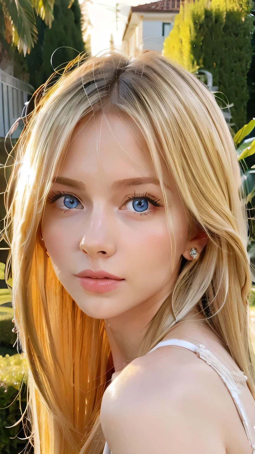 Shiny, Beautiful white skin、Hair color changes with light、Long bangs obstruct the view、Cheek gloss highlighter、Sexy and very beautiful, Ladylike, cute, Gorgeous face、The most beautiful face in the world、The most beautiful super long blonde hair in the world、Smooth, Straight Hair、Bright light blue eyes, lighting equipment、Beautiful pony、Beautiful 15 year old Swedish girl、Baby Face、Small Face Girl、Round face