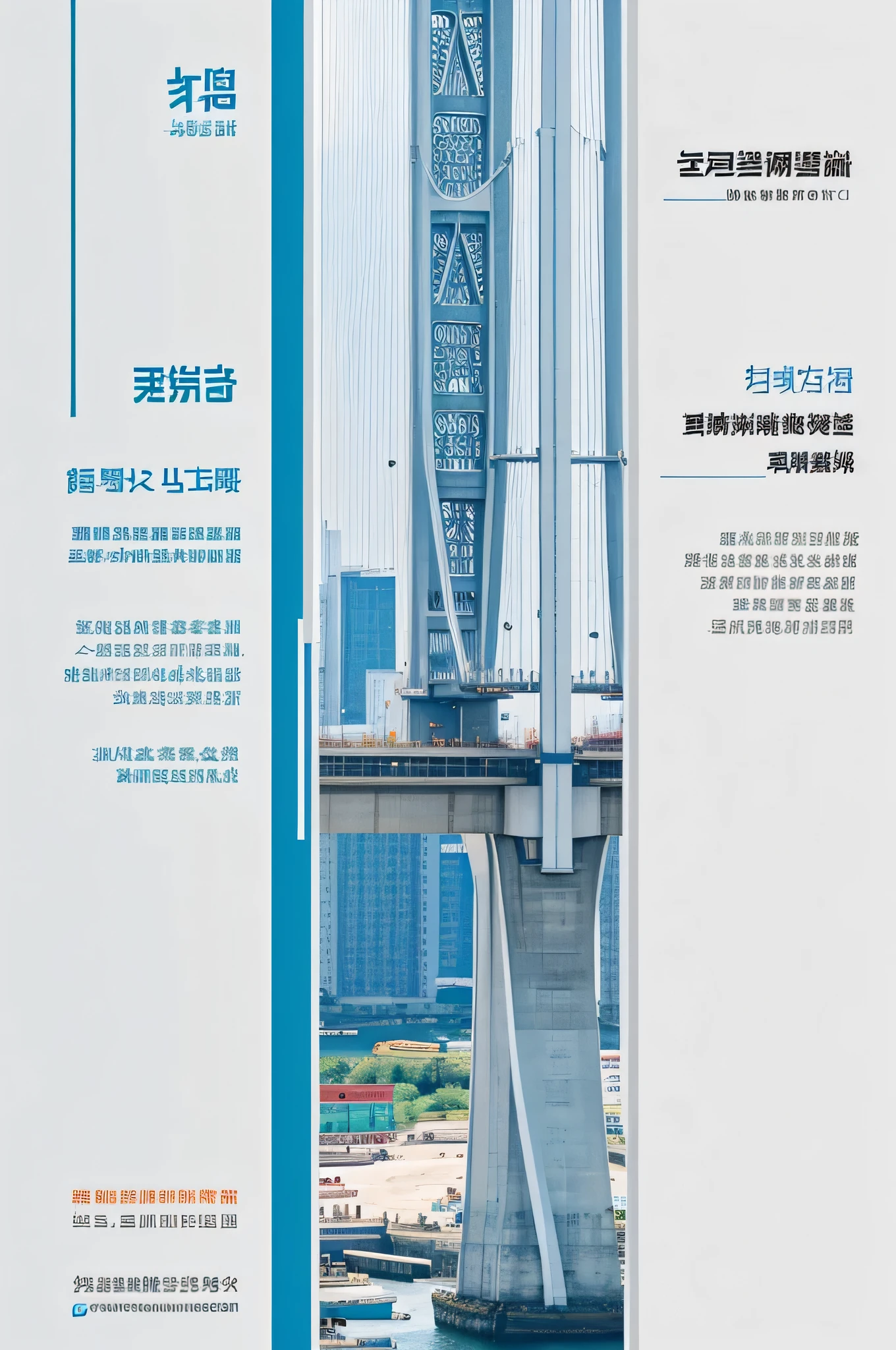 Create a poster with an overall color that leans towards white and brighter. The theme expressed is: Changhong Tiantong - a leader in improving the quality of health monitoring data for long bridges. Team name: "Bridge" Tiangong Team,and I want background is easy 