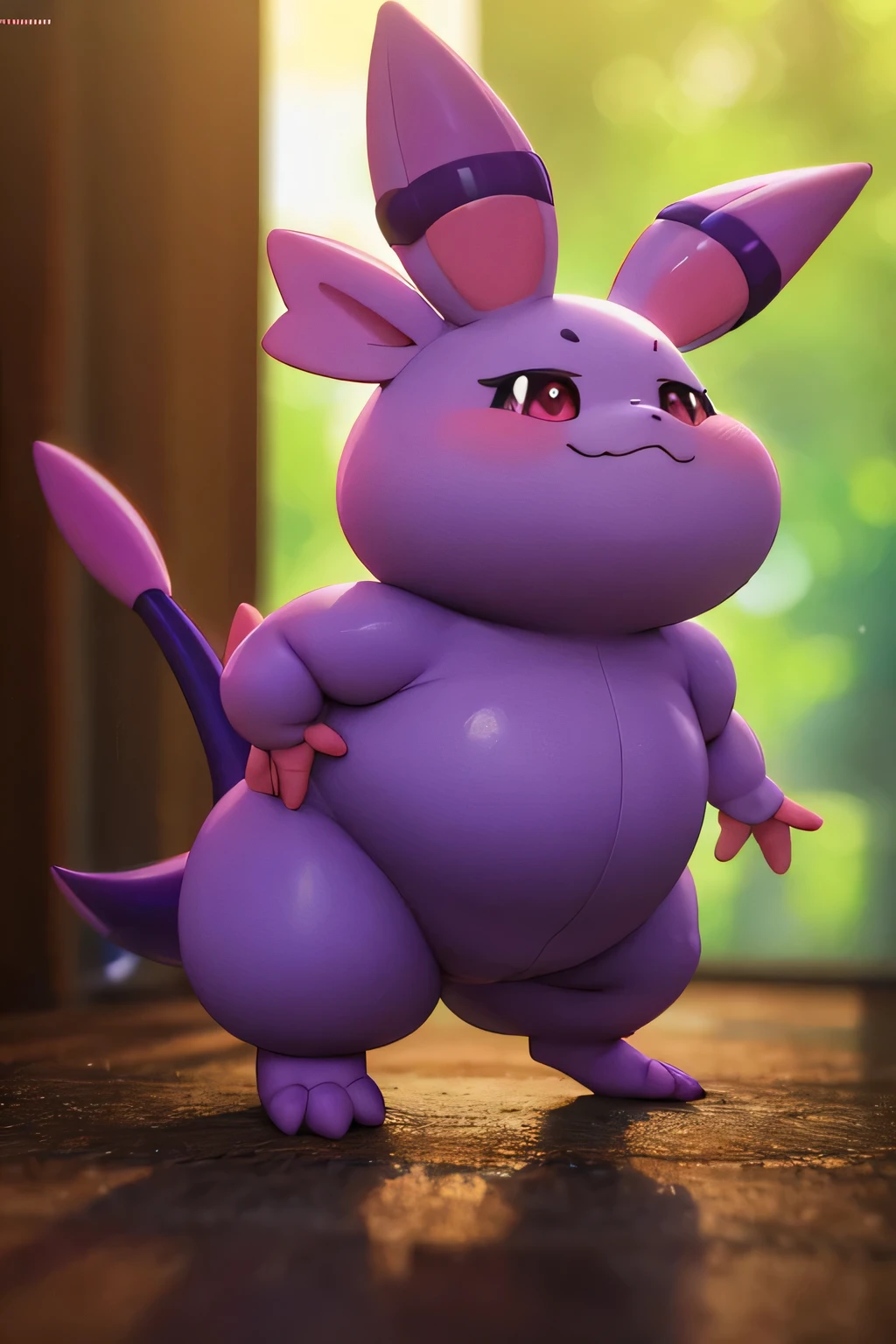 a cute chubby pokemon, purple color, poisonous gas, chibi style, 3d render, highly detailed, studio lighting, vibrant colors, soft focus, artstation, digital art, concept art, ultra-detailed, masterpiece, 8k