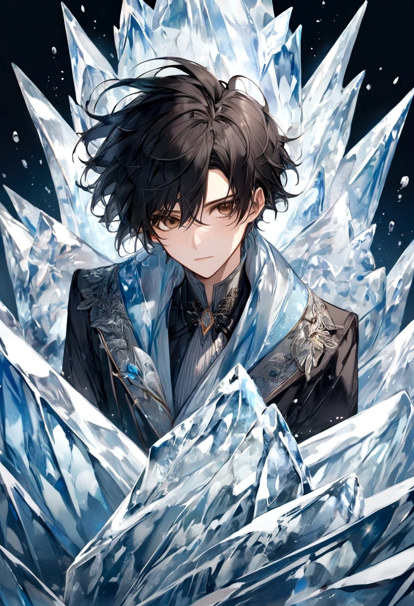 Male, Black Hair, Brown Eyes, Ice as an element