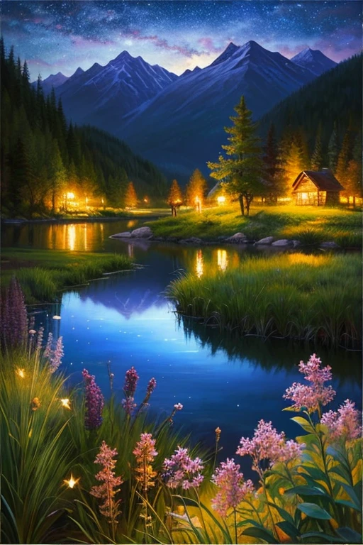 highest quality、Landscape painting、night、nature、Beautiful views