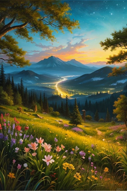 highest quality、Landscape painting、night、nature、Beautiful views