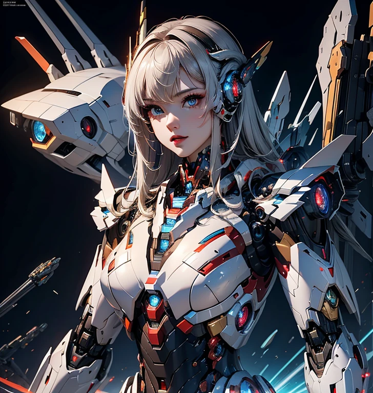  Super detailed, advanced details, high quality, 最high quality, High resolution, 1080P, hard disk, beautiful,(Iron Girl),Beautiful cyborg woman,Mecha cyborg girl,battle mode,Mecha body girl,She wears an Iron Man mech,full body shot