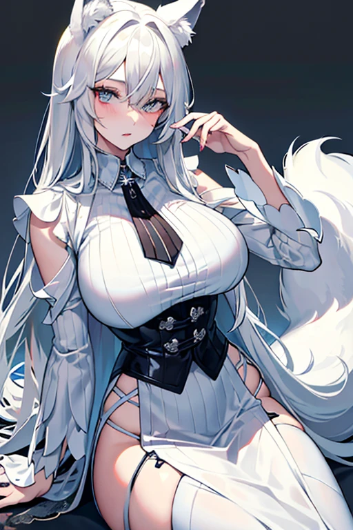 (The Goddess Of Victory Nikke Crown), 8k super high quality, 8k, ultra resolution, dramatic angle, dramatic pose, wide thighs, beautiful legs, long thighs, (((wearing white sheer pantyhose))), showing cleavage, huge saggy mature breasts, cute sexy clothes, wide ass, wide hip, (wide pelvis), ((huge lower body))