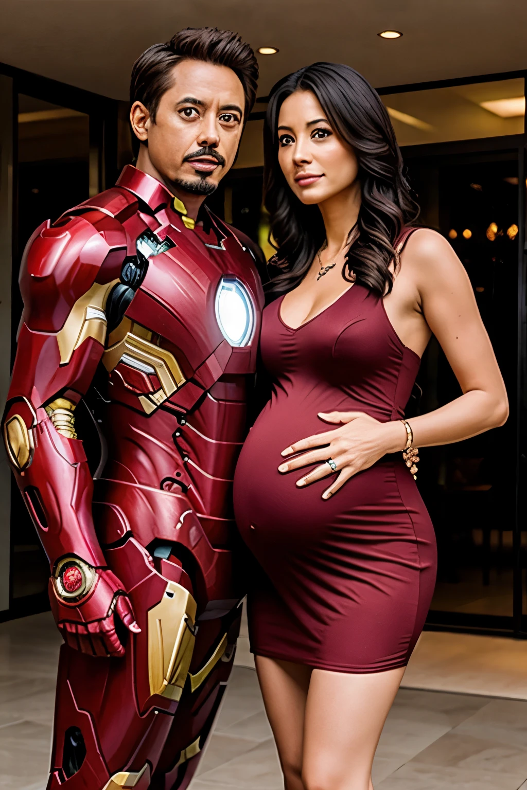 Iron man with wife is pregnant
