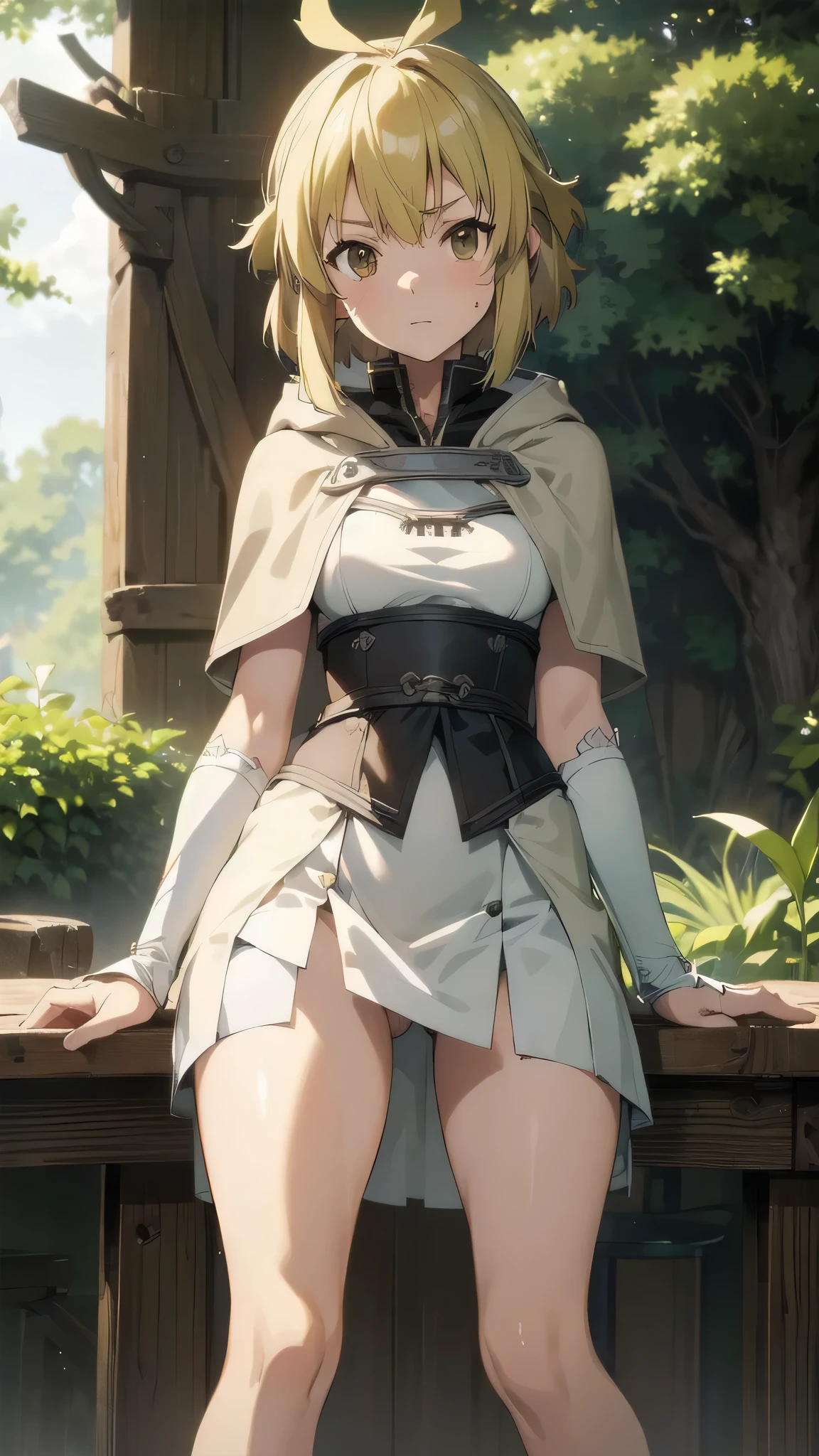 Panty shot,Upskirt,Sitting,nail ,Cape ,Adventurer's Costume ,((white lace panties)),Argo the rat,,((Tabletop, highest quality, High resolution, Extremely detailed 8K, Beautiful girl with a slender body, Ultra HD, Super detailed, Anime Screen Capture:1.3, Anime Color:1.2)), Argo, Sword Art Online, (Beautifully detailed face, Beautiful fine details, Beautiful detail body), Dressed, whole body, Front Camera Work:1.5, Sweat, (sunlight), garden, (Thick outline, Beautiful contours, Black outline),