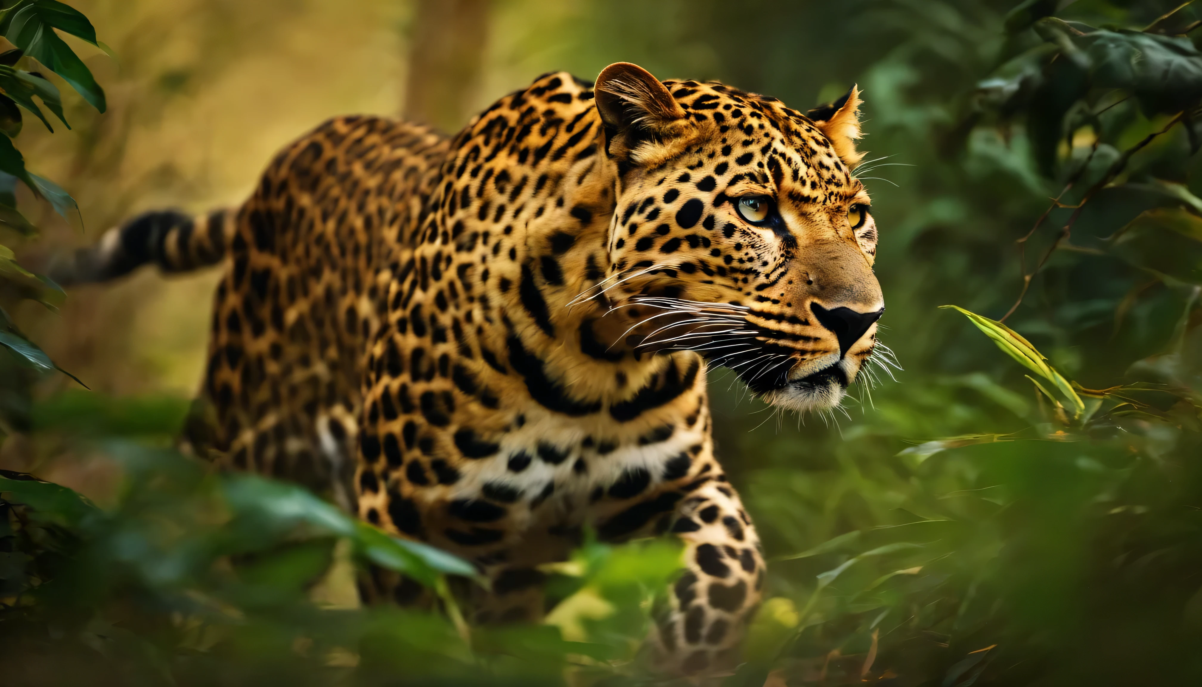 A Magnificent, wrathful, angry and Shouting leopard moving towards in jungle