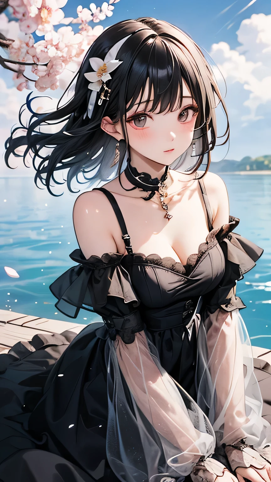 {{{masterpiece}, }}, {Highly detailed CG Unity 8k wallpaper}, wonderful, In detail, alone, {{Floating Hair}, }, {{cherry blossoms}, }, Outdoor, null, {{Wind}, }, Detailed Background, Beautiful fine details, See through:Evening Dresses:0.3, Cleavage, Bright Eyes, {{whole body}, }, Dynamic pose, Dynamic Angle, Cleavage, View Viewer, Detailed clothing, Cinema Lighting, close, highest quality