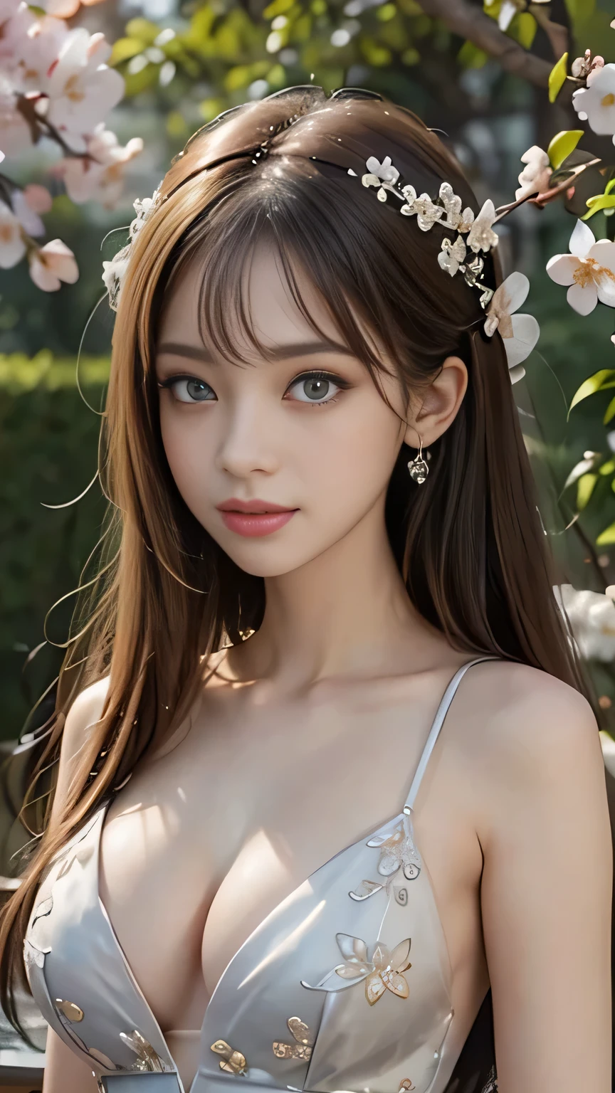 {{{masterpiece}, }}, {Highly detailed CG Unity 8k wallpaper}, wonderful, In detail, alone, {{Floating Hair}, }, {{cherry blossoms}, }, Outdoor, null, {{Wind}, }, Detailed Background, Beautiful fine details, See through:Evening Dresses:0.3, Cleavage, Bright Eyes, {{whole body}, }, Dynamic pose, Dynamic Angle, Cleavage, View Viewer, Detailed clothing, Cinema Lighting, close, highest quality