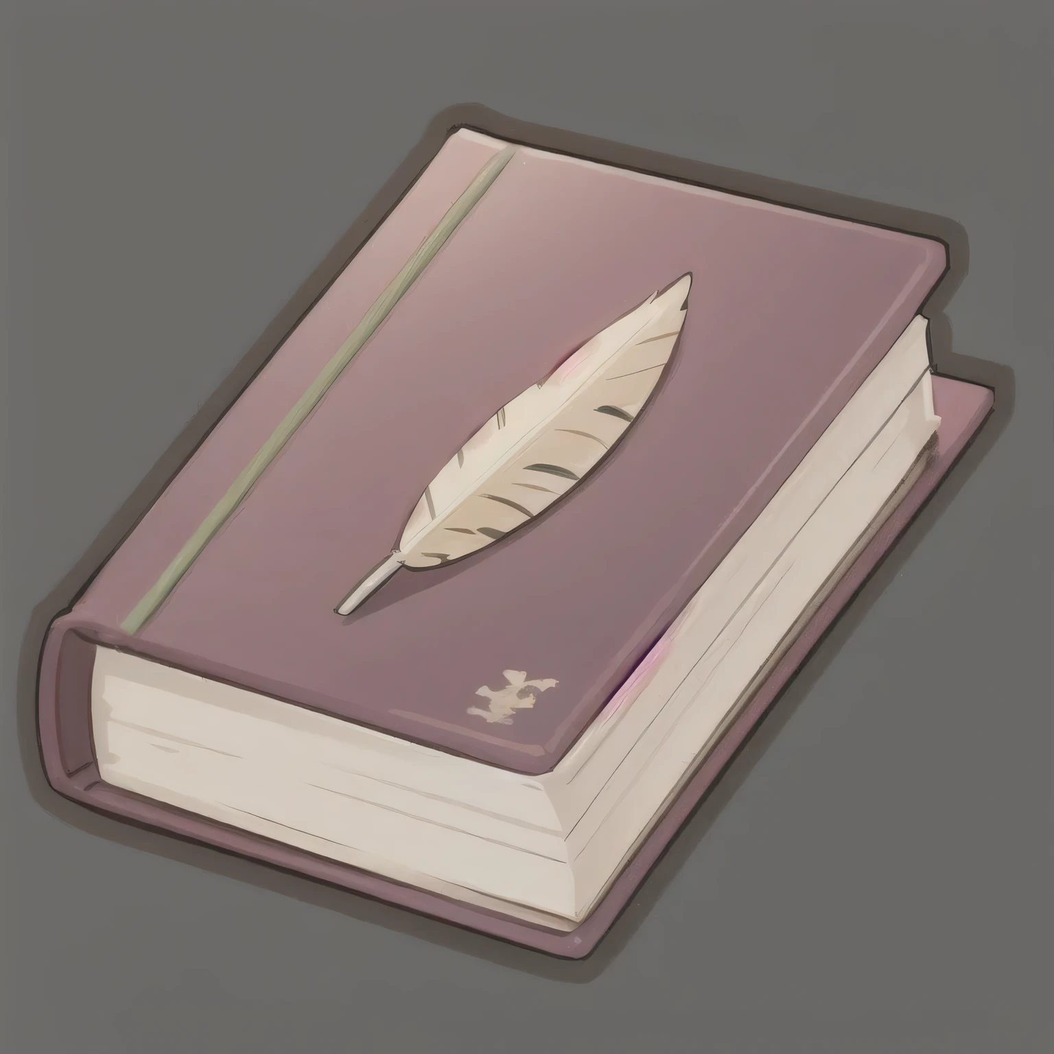 game icon  institute_\(icon\),a book with a pen on top of it and a bookmark on the cover of it,with a feather on top of it,book,