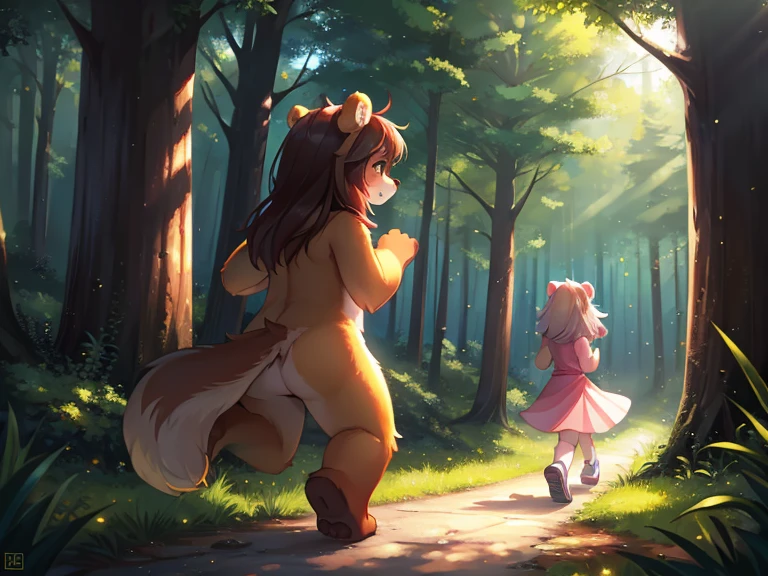 Hallucination, daydream , Fear , bokeh , One day I met a bear in the forest , Girl, run away