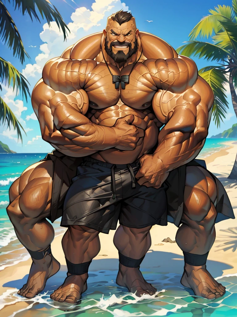 beach, extremely huge muscular, massive muscular, full-body, well-muscled old man. ((extremely muscle size, super thick arms, huge pec, extremely wide pectoral , huge arms)). and add details to make it attractive and interesting. Add textures and details to make the image more realistic, Make sure the resulting image is high resolution, 8K quality."