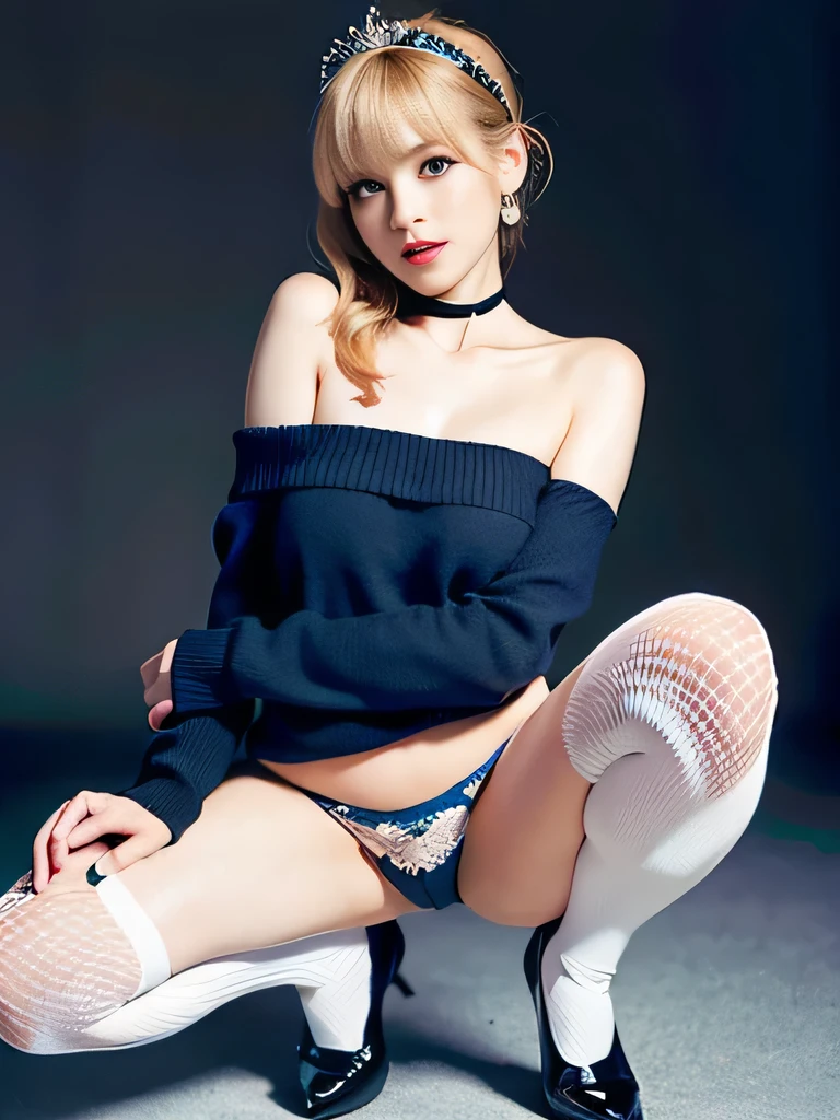 Super detailed、High resolution、A superb beauty　highest quality、masterpiece、Navy blue knee socks、Magic Mix Real、(Live Shooting:1.2)、(Photorealistic:1.4)、The beauty of beautiful details　Delicate expression、Blonde、((Panties are visible))(Crouching panty shot)Earrings、Eyelashes、Sparkling eyes、Glossy Lips、Beautiful detailed eyes、Huge file sizes、、(Japanese girls&#39; high school uniform))、Extremely detailed representation、Fine details、Highly detailed face movie lighting、18 year old girl、Front facing、((Dynamic Pose)))、(Open Stance))、(Skirt from bottom to top:1.5), Pleated skirt、blazer、Sexy upturned eyes, (Spread your legs and show your panties:1.5), (White panties:1.5), (Black short hair:1.5), (Wet panties and see-through:1.0), (Fit body:1.5)