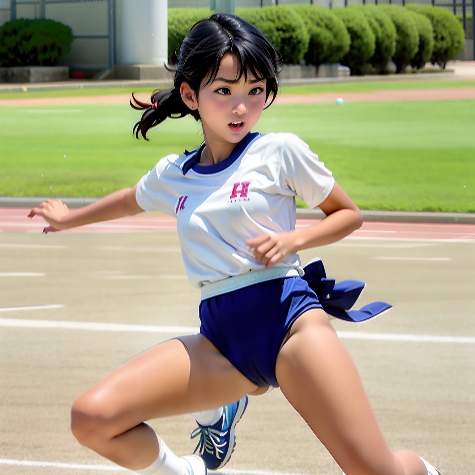 Spring Sports Day,Middle School,Japan idol faces,Wide-open legs,Blue buruma,