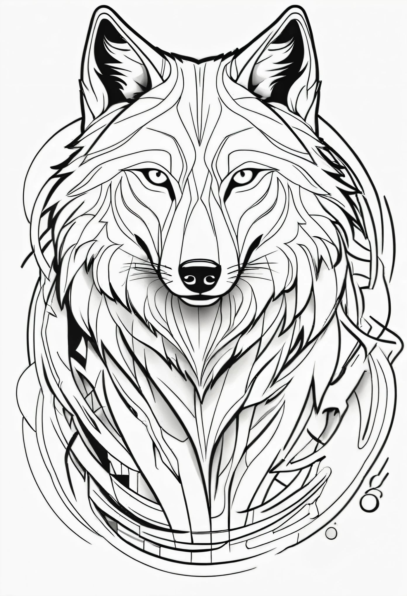 b/w vector illustration line outline of abstract graffiti outline of full body wolves, black and white line drawing, coloring book page, no noise, autline art, isolated on a white background, coloring pages,(((((white background))))), only use outline, cartoon stzle, soloring book, clean line art, white background. uprav nehodi se to tam