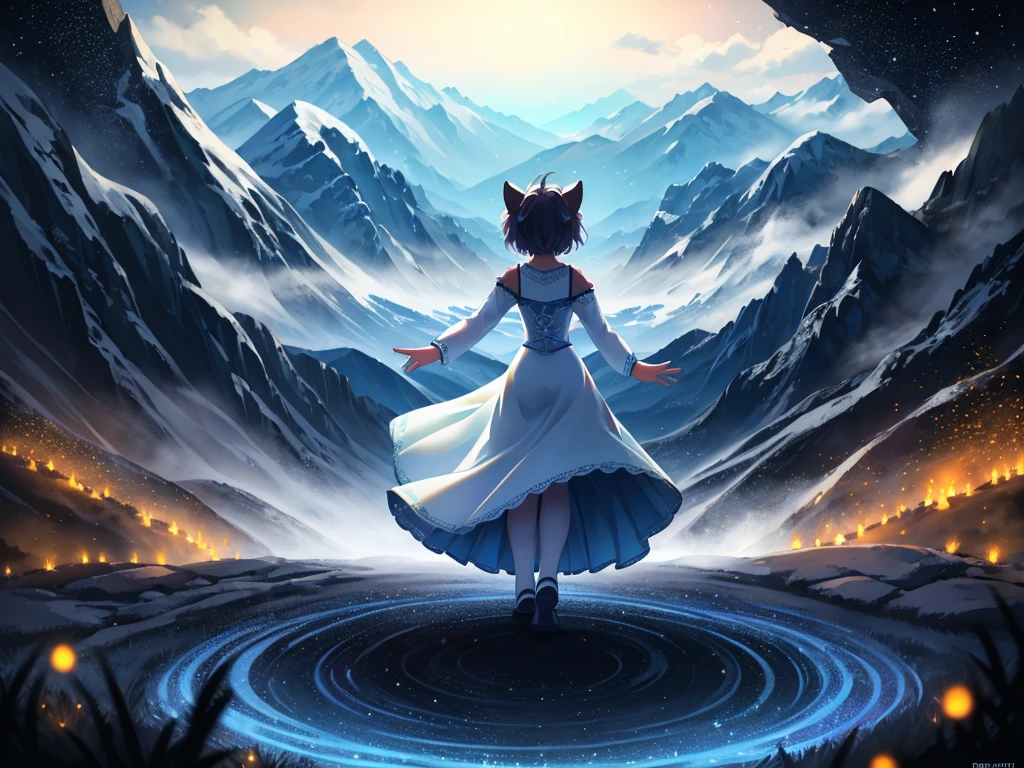 Hallucination, daydream , Fear , bokeh , Let's dance the Alpine dance on the 10,000-foot-high mountain of the Alps.