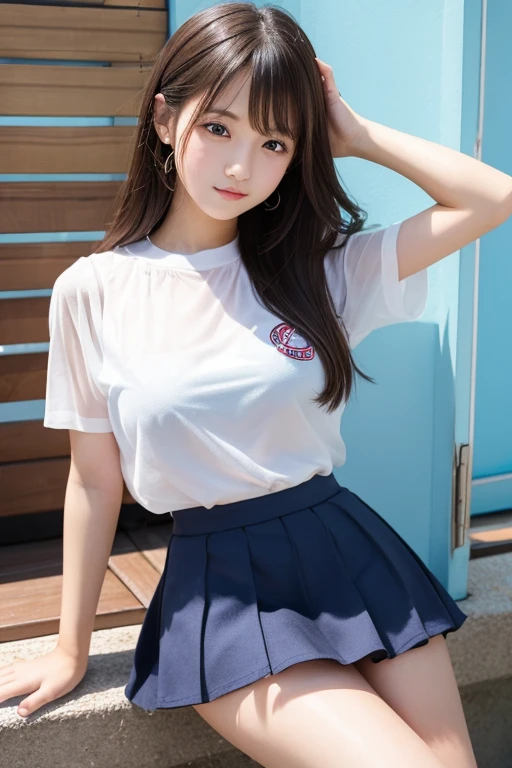 Cute Girls、Idol、high school girl、mini skirt、See-through、sit