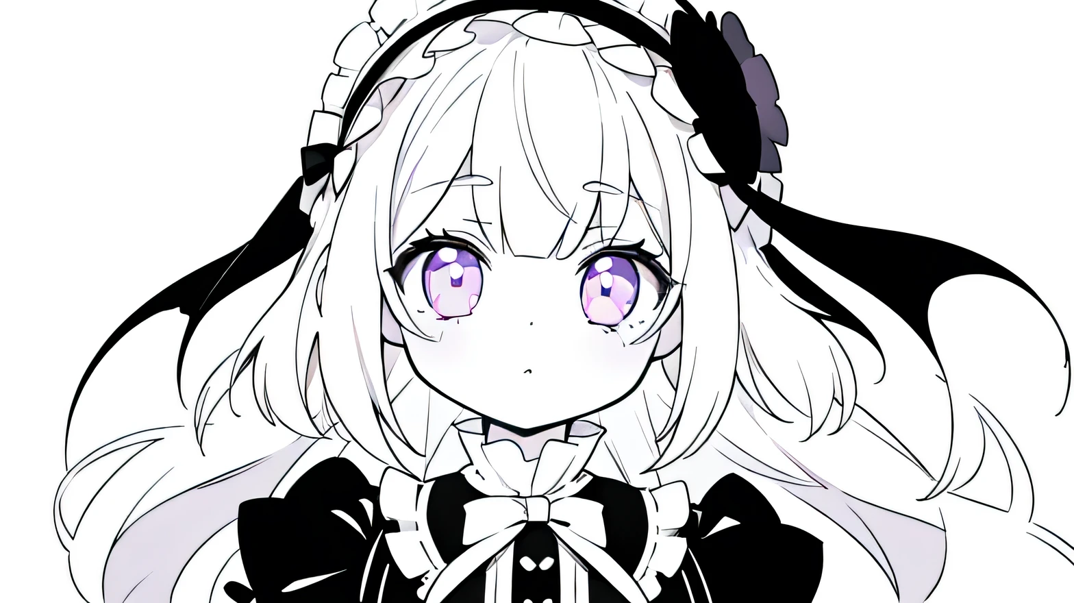 (Very Bright: 1.1), White Background, [1 Girl: 7], Facing Front, Silver Hair, Silver Eyes, Hair Ribbon, Lolita Fashion, ([Sketch|Watercolor \(Moderate) Degree\ )]: 1.15), (Inkblot: 1.1), (Pale: 1.2), Vector tracing, Gradient blending, Bright colors, ((Colorful)), Great, Very detailed, Complex, (Very low contrast: 1.4)