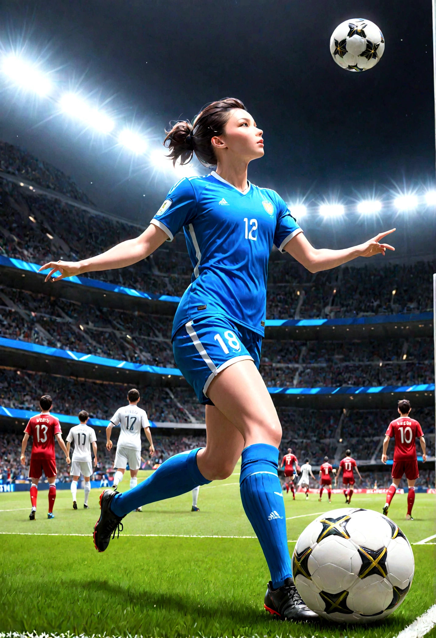 soccer player、game、shoot
