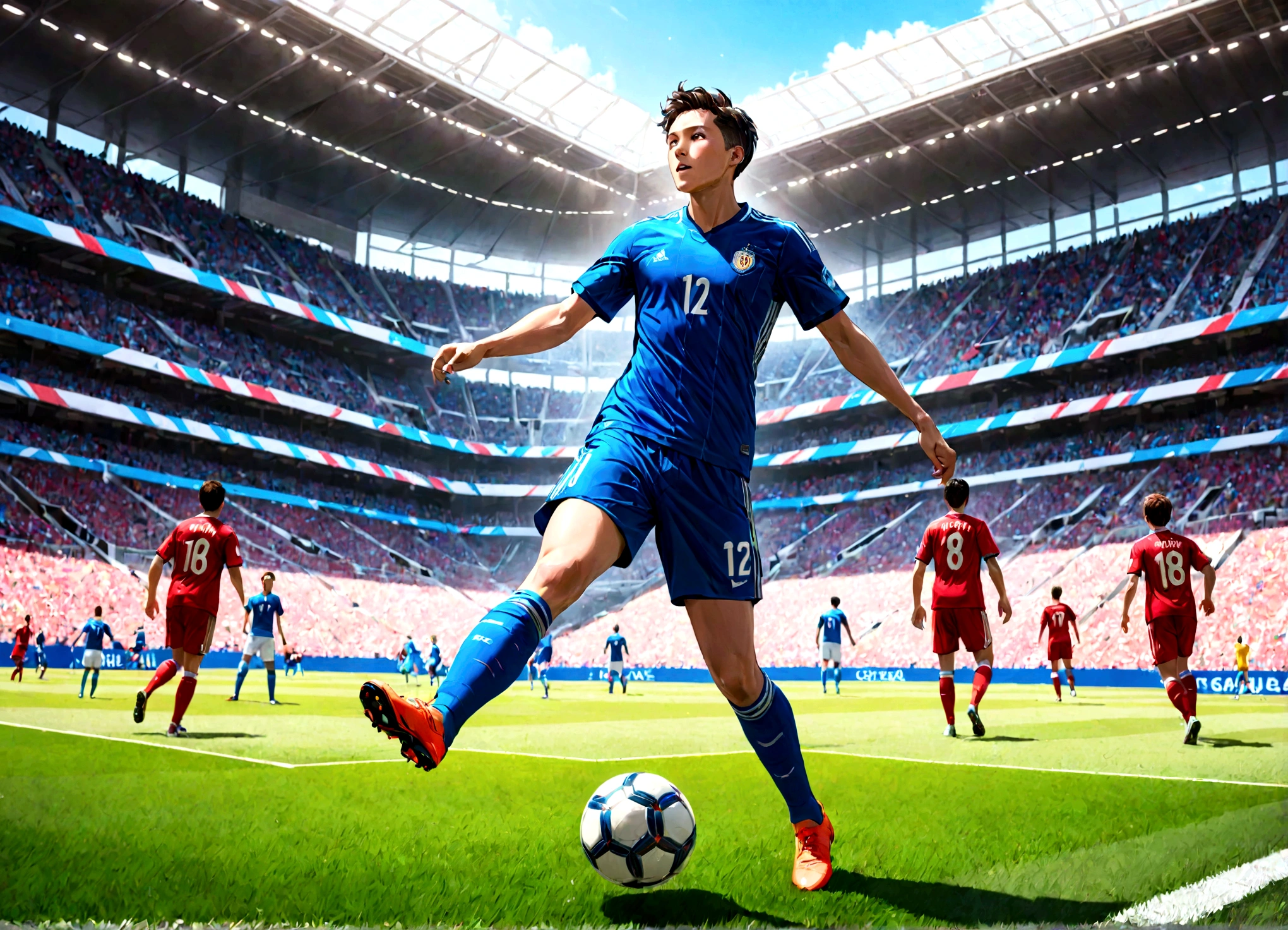 soccer player、game、shoot