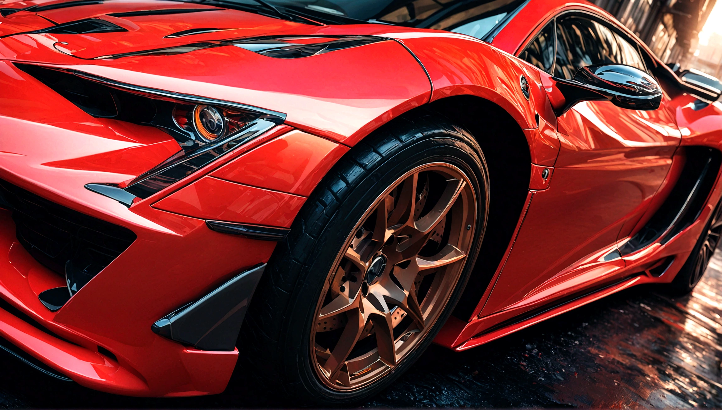 a sexy girl in tight fitting clothes with a black and red supercar, beautiful detailed eyes, beautiful detailed lips, extremely detailed eyes and face, long eyelashes, photorealistic, 8k, ultra-detailed, realistic, masterpiece, vibrant colors, dynamic lighting, glossy car paint, intricate details, dramatic composition, cinematic angle