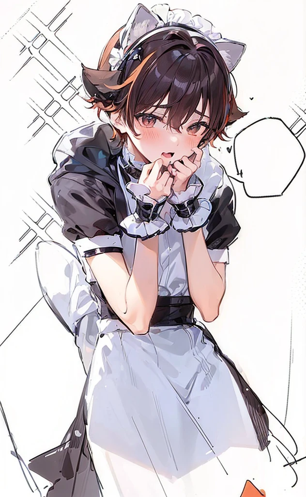 (((Boy with cat ears))), 8k, ((best quality)), 8 yease old, very cute, orange hair, ((very blush))