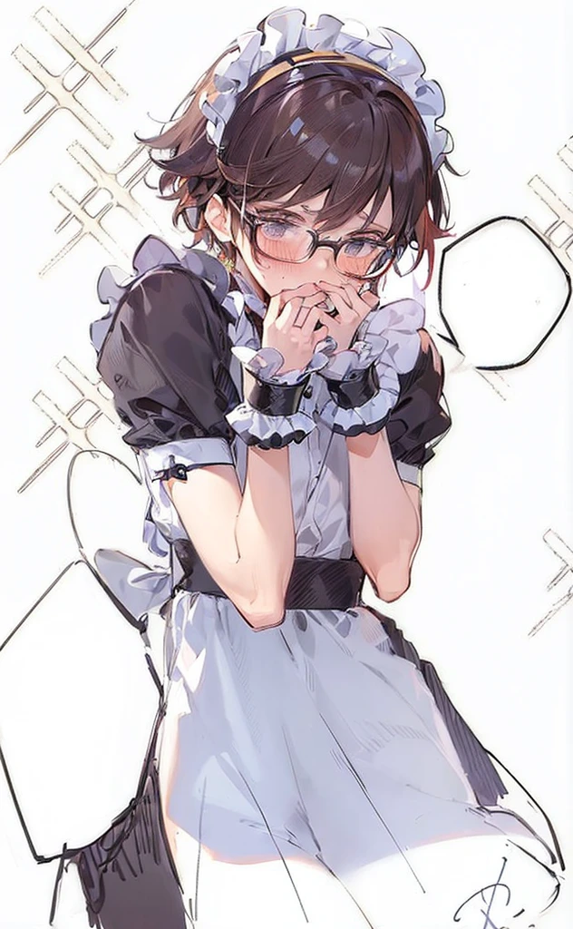 (((Boy with cat ears))), 8k, ((best quality)), 8 yease old, very cute, orange hair, ((very blush)), Wear glasses