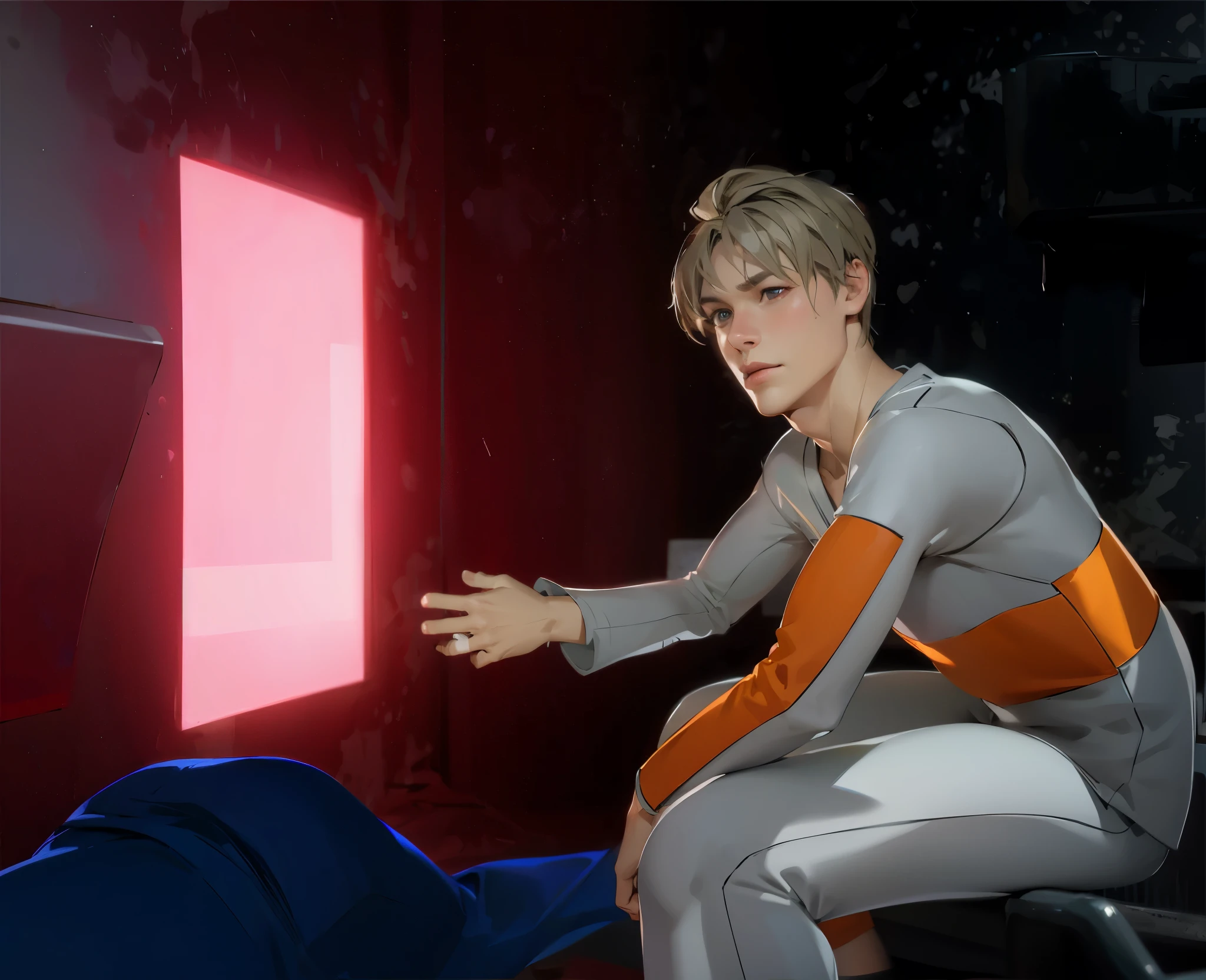 highly detailed and ultra-realistic scene with a young european man