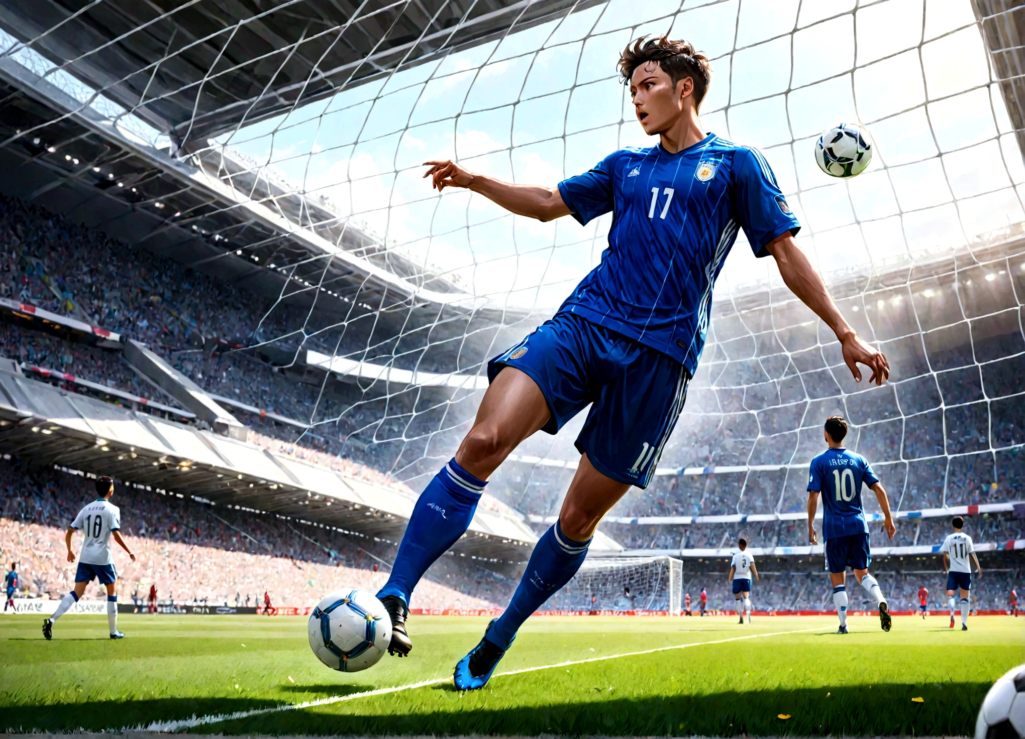 soccer player、Moment of the goal、Only one player is drawn、